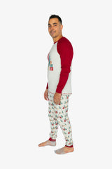 Men Two Piece Christmas Pajama Set Holiday Print