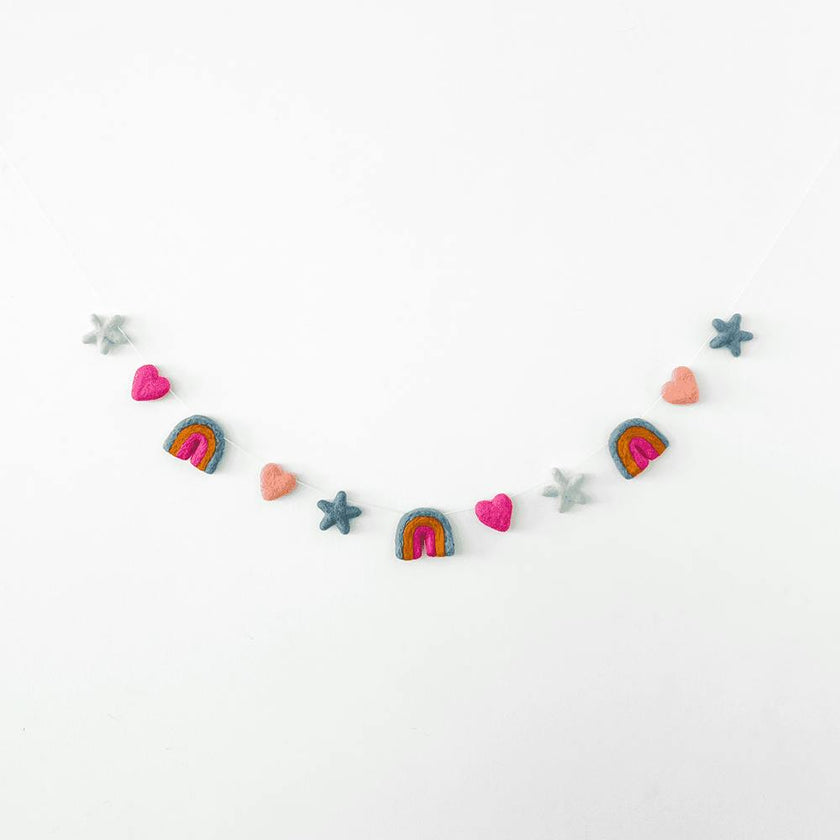 Rainbow Magic Wool Felt Garland