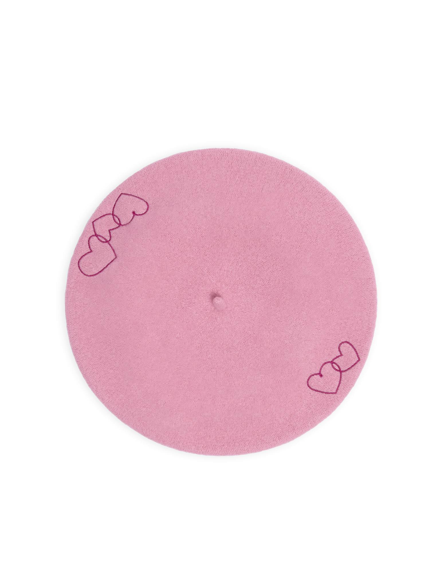 women's wool beret - pink hearts