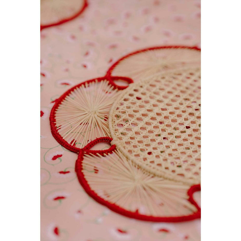 Set of 4 Flora Chargers in Red