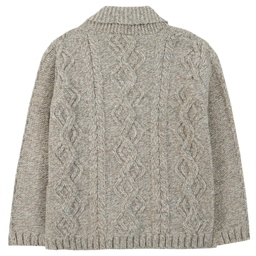 Shawl Collar Cable Knit Button-Down Cardigan