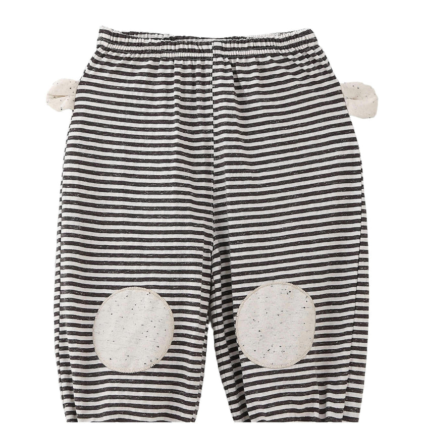 Cream Top & Striped Pants Set