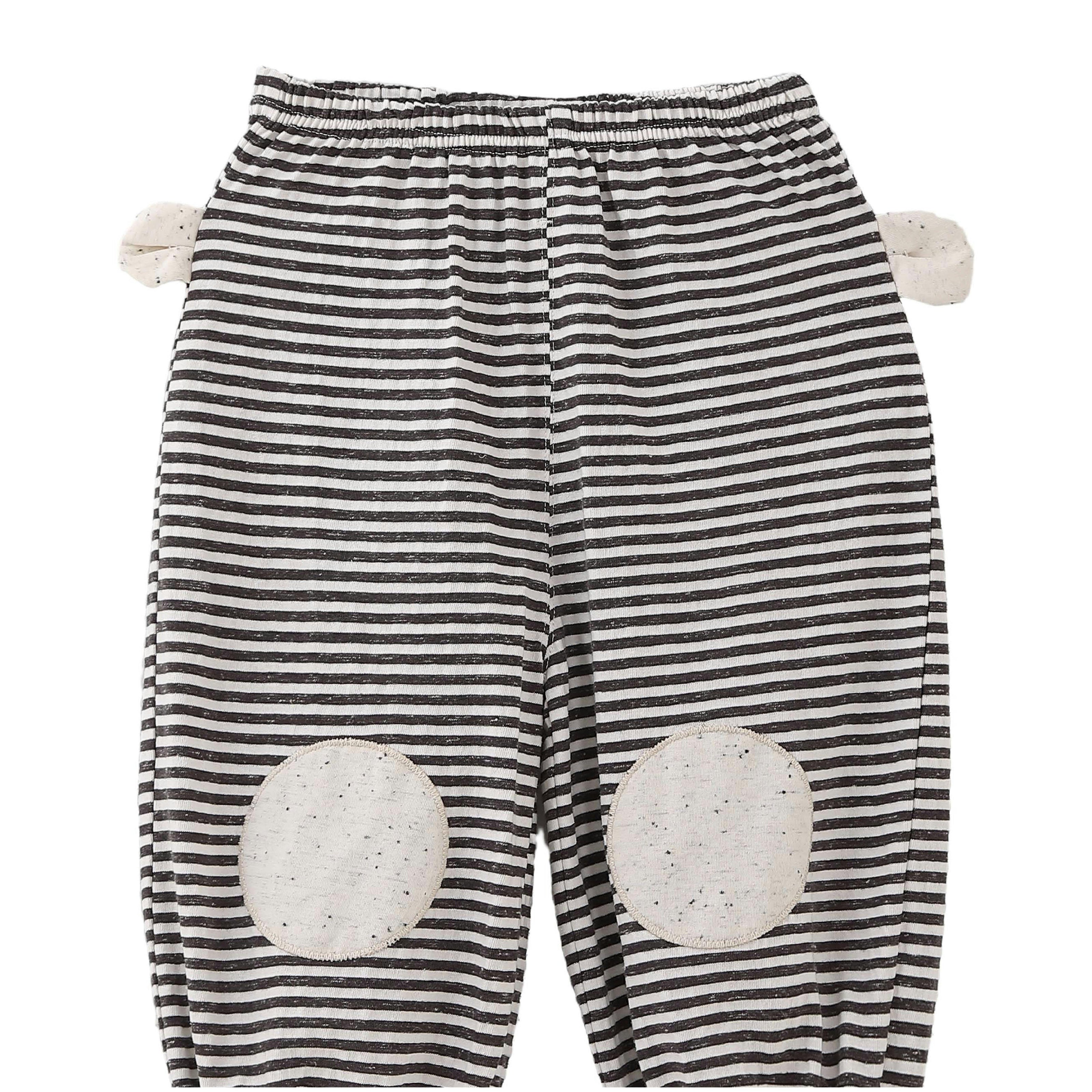 Cream Top & Striped Pants Set