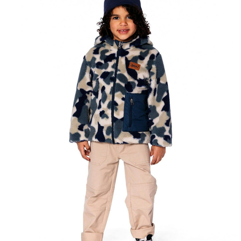 Reversible Mid-Season Sherpa Jacket Blue Camo