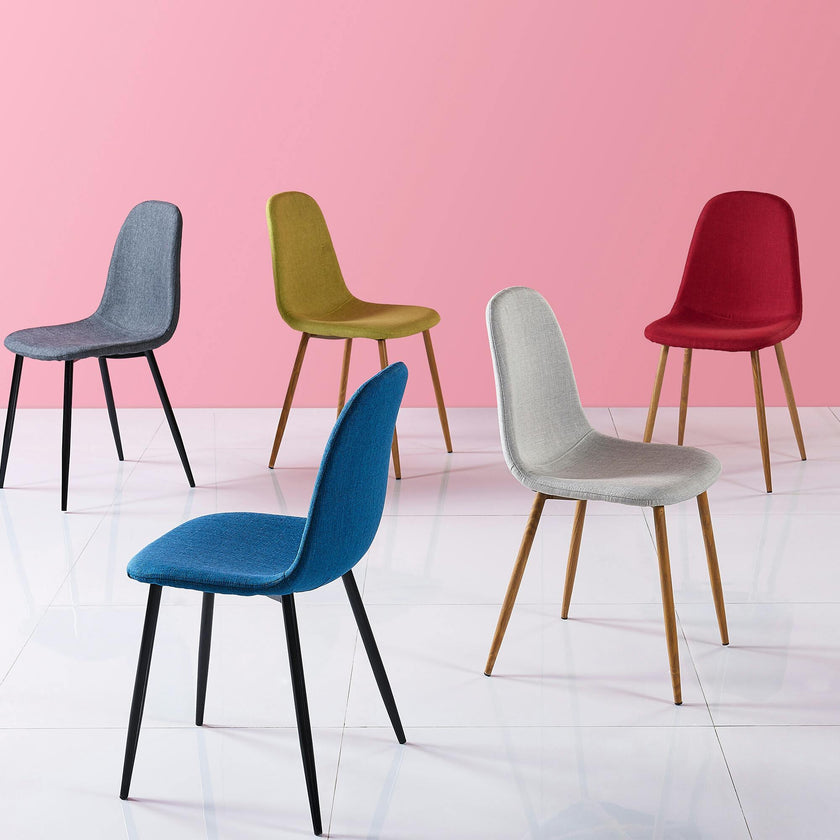 Minimalista Fabric Dining Chair with Black Metal Legs