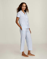 Women's Lightweight Pima Cropped Pajama Set in Periwinkle Geo