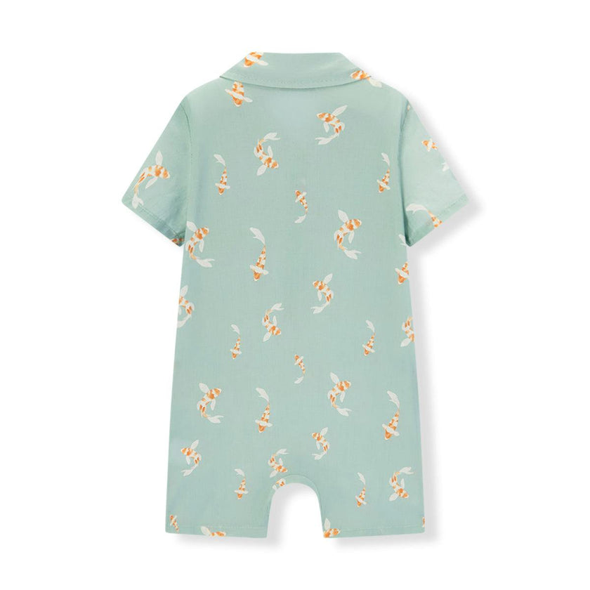 Swimming Koi Collared Shortall