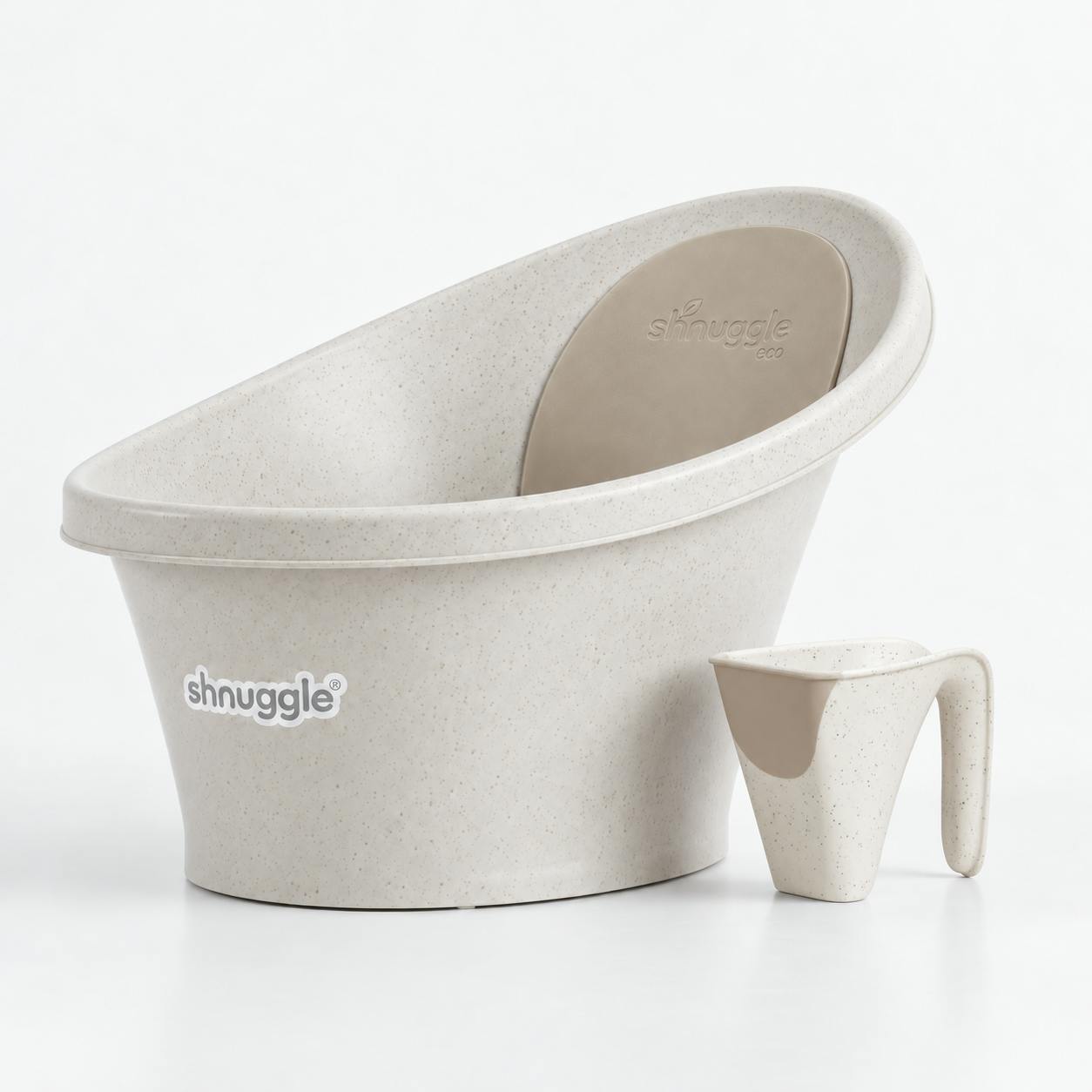 Newborn Bath Essentials Bundle | Baby Bath with Support Bump, Soft Backrest & Rinse Jug | Safe & Stylish Bathtime Set