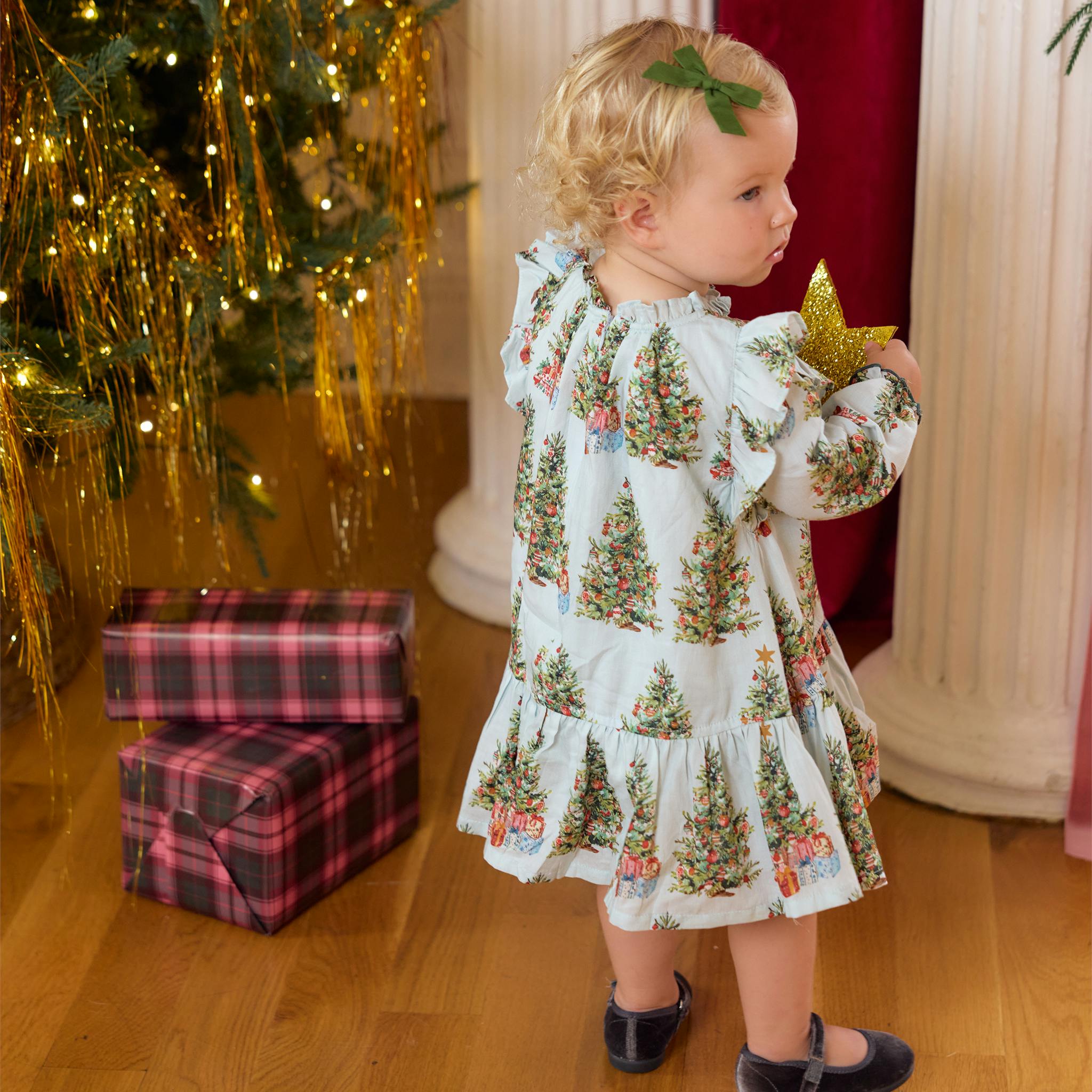 Baby Girls Harper Dress Set - Trees and Presents