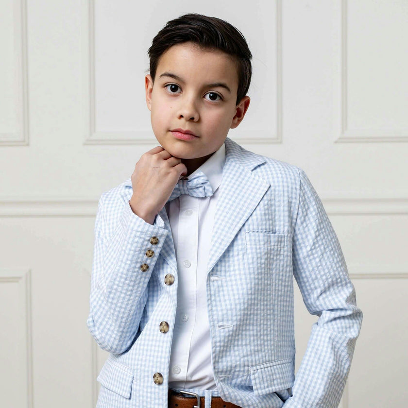 Classic Seersucker Bow Tie, Blue