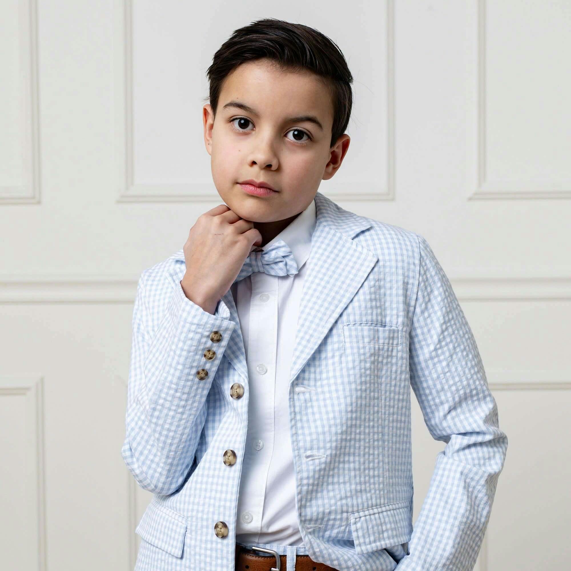 Classic Seersucker Bow Tie, Blue
