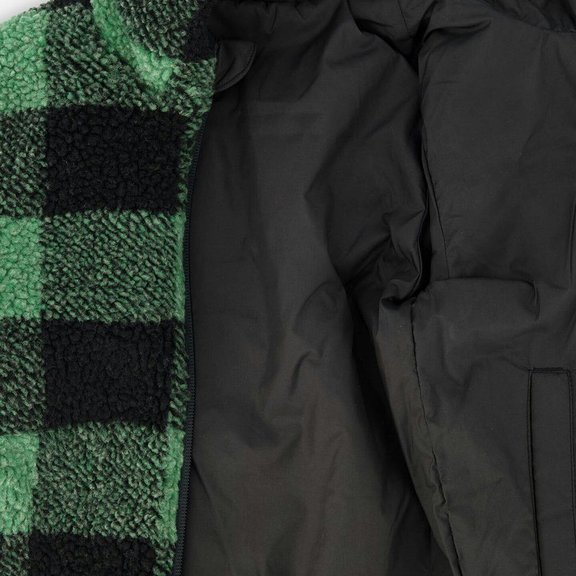Reversible Mid-Season Sherpa Jacket Teal Plaid