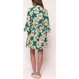 Bowie Dress in Green with White Floral