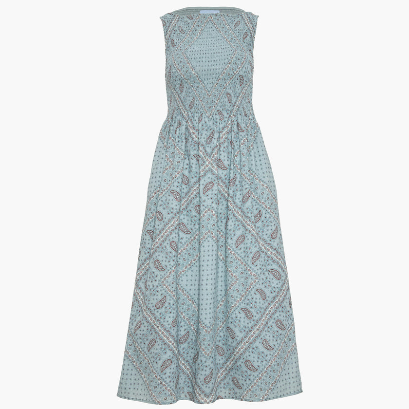 The Cosima Nap Dress - Dusty Blue Gemstone Mosaic Scarf
