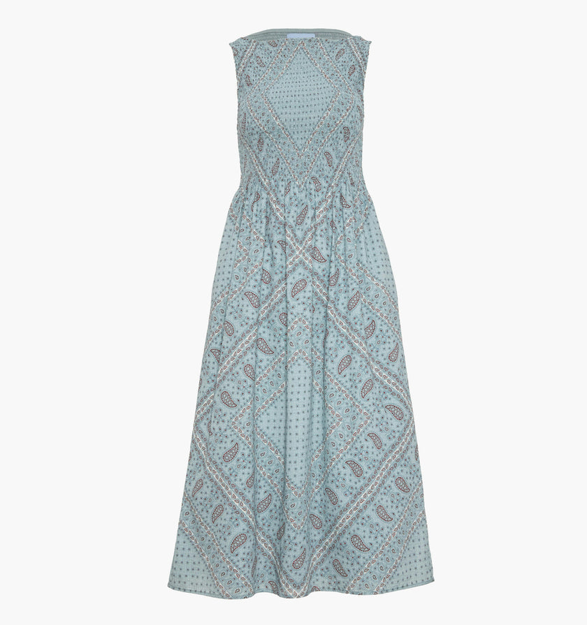 The Cosima Nap Dress - Dusty Blue Gemstone Mosaic Scarf