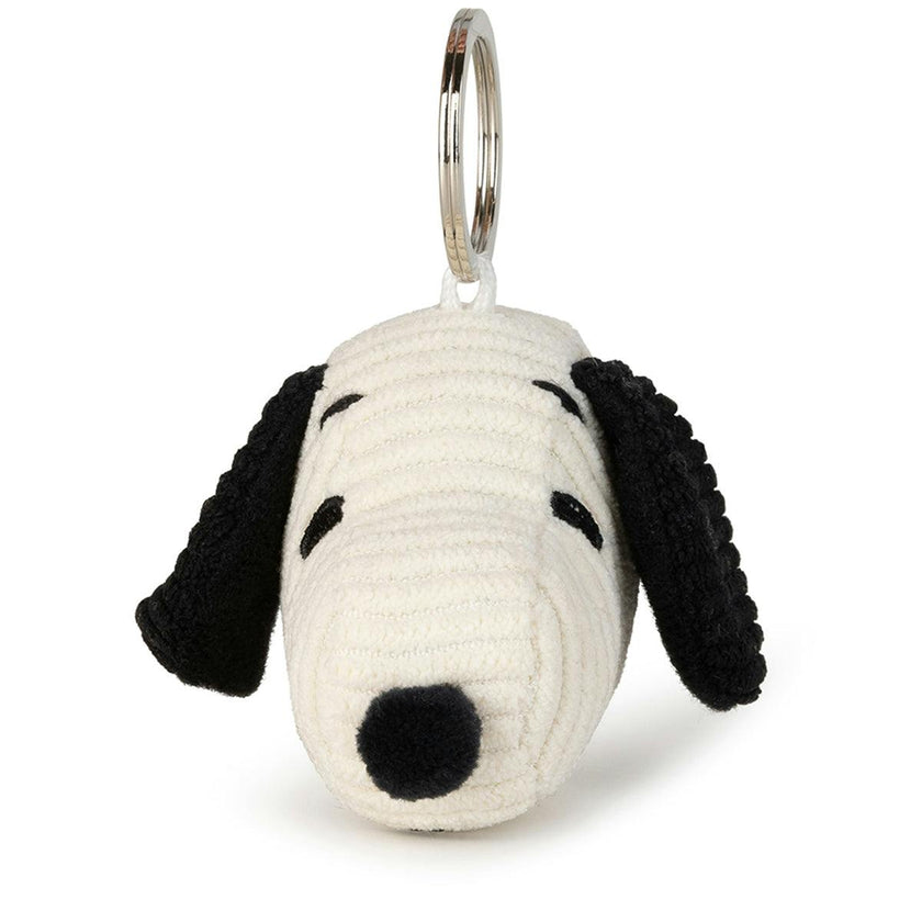 Keychain Plush PEANUTS SNOOPY HEAD Corduroy Cream 2"