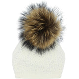 Knit Wool Faux Fur Pom Pom Hat