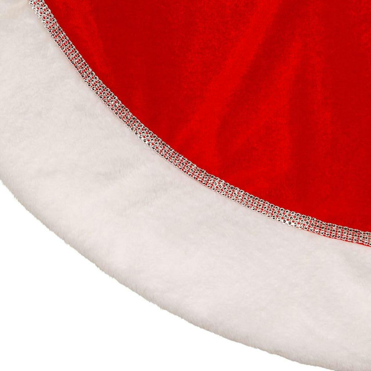 Kurt Adler 48-Inch Traditional Red with White Border Tree Skirt