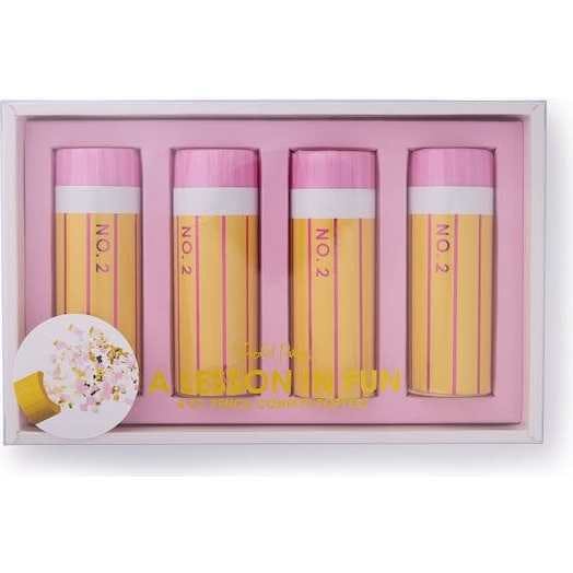Packed Party A Lesson in Fun Pencil Confetti Poppers Set of 4 – Pink White and Gold Confetti Back to School Party Poppers, 1.5x4 Inch