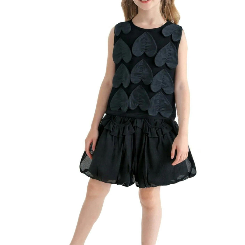 Black Hearts Sleeveless Shorts Set