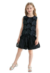 Black Hearts Sleeveless Shorts Set