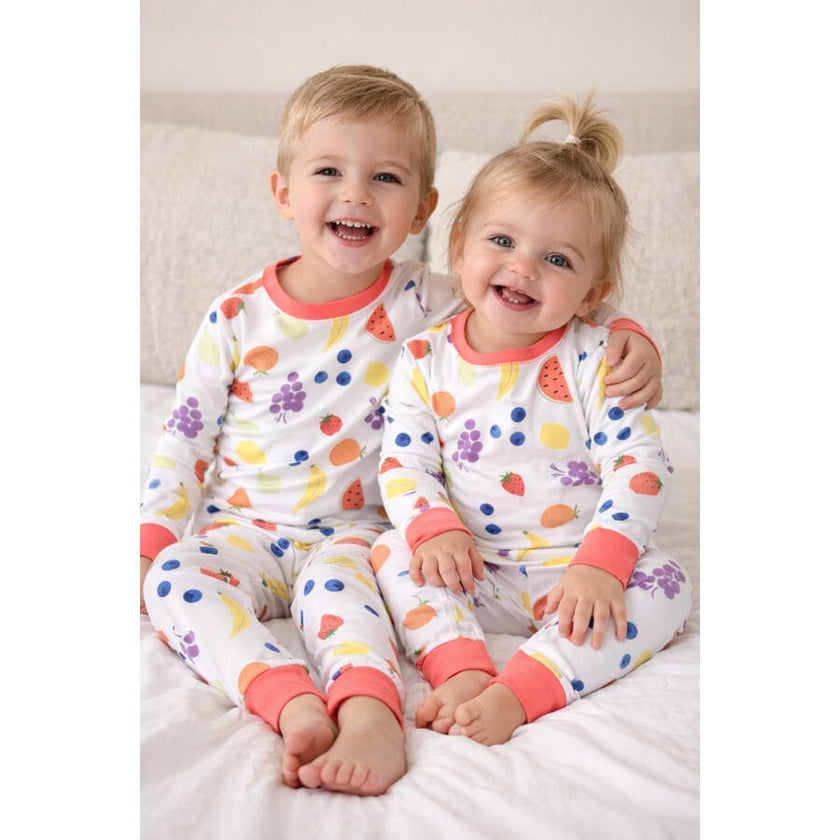 vitamin c coral long sleeve pajama set