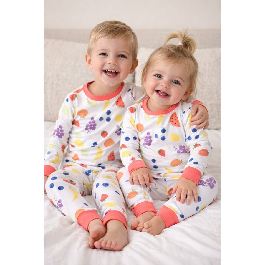 vitamin c coral long sleeve pajama set