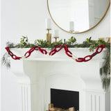Hand Felted Wool Christmas Garland - Loop Chain in Red - 6'