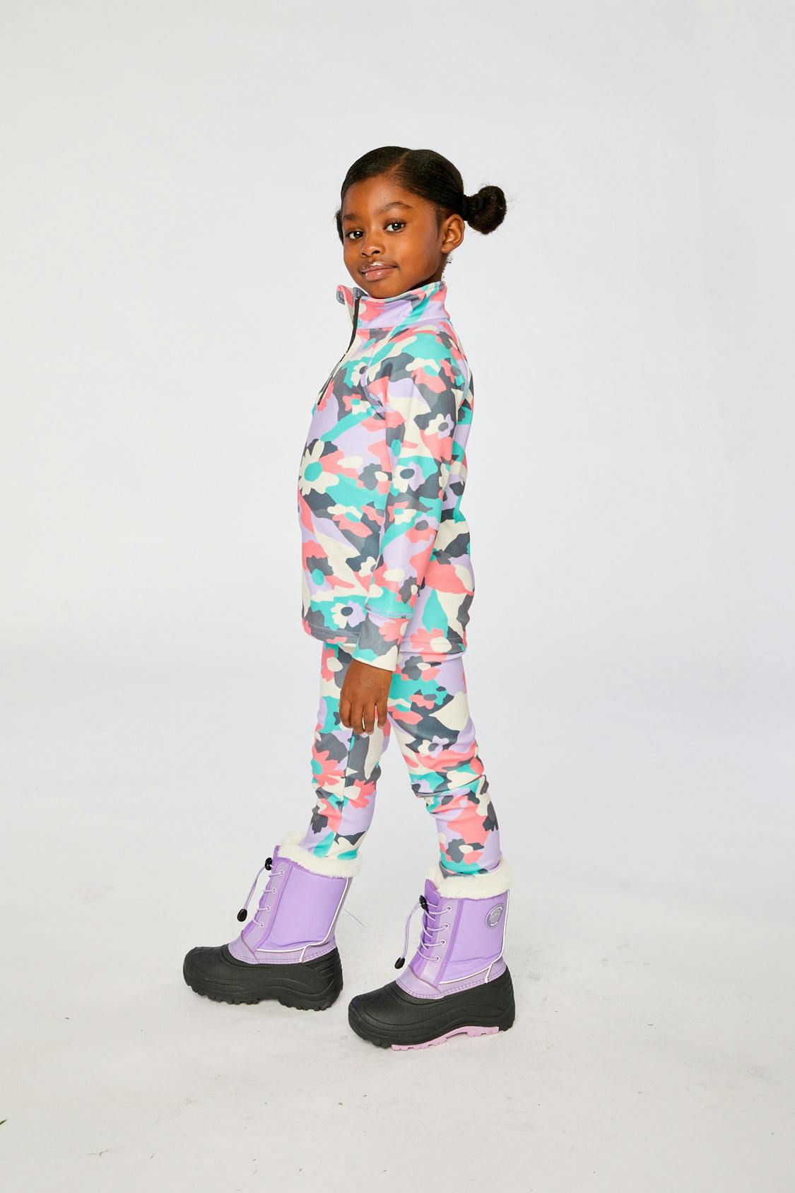 Two Piece Thermal Underwear Coral Camouflage Print