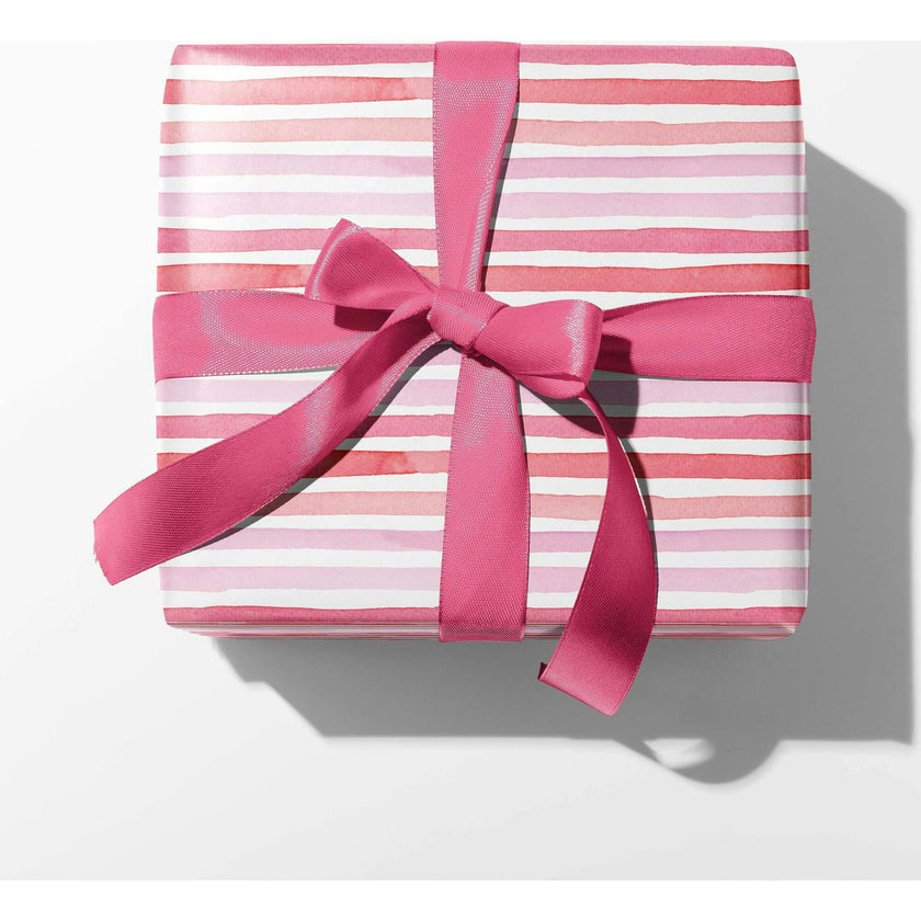 Pink Watercolor Stripes Gift Wrap