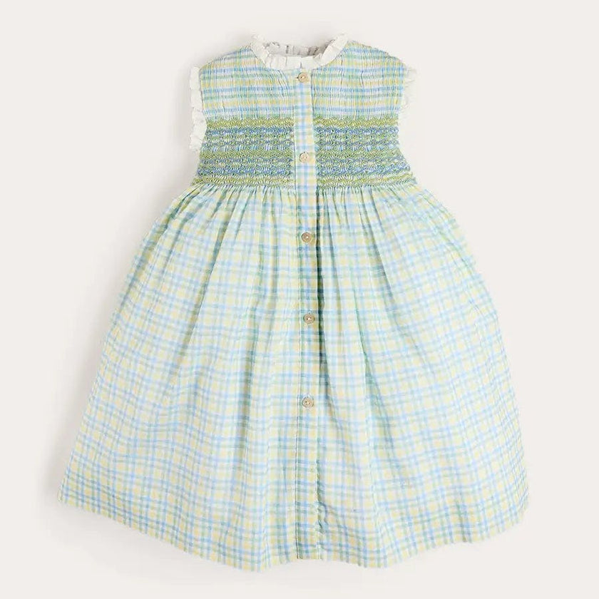 Pip Check Smocked Sleeveless Dress in Green (12mths- 10yrs)