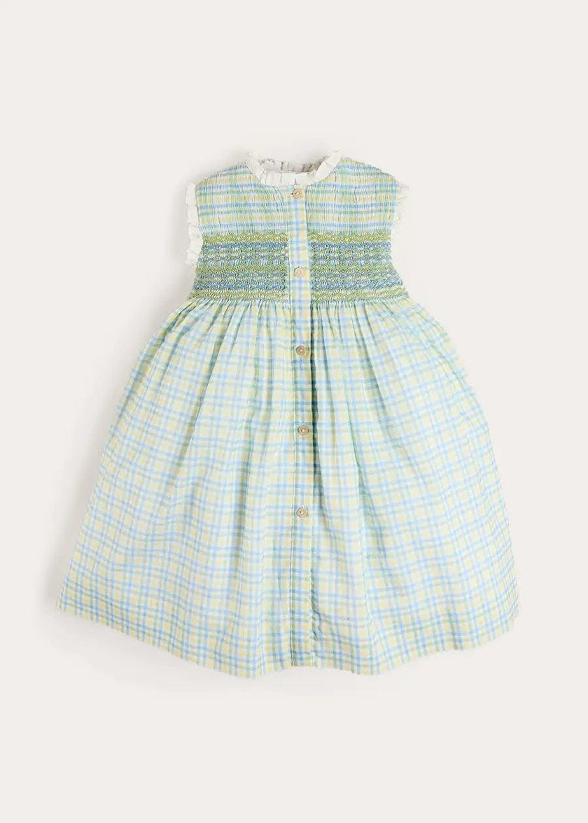 Pip Check Smocked Sleeveless Dress in Green (12mths- 10yrs)