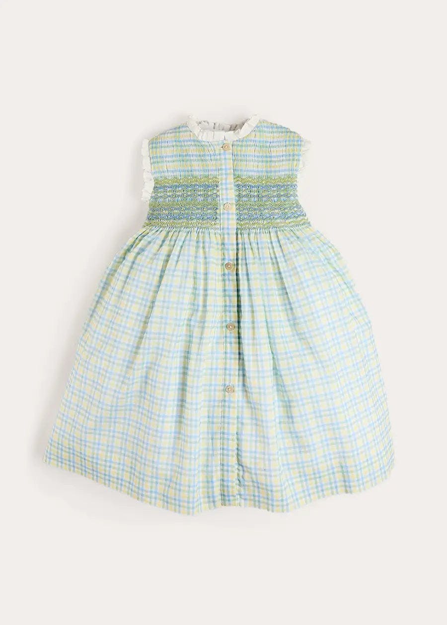 Pip Check Smocked Sleeveless Dress in Green (12mths- 10yrs)
