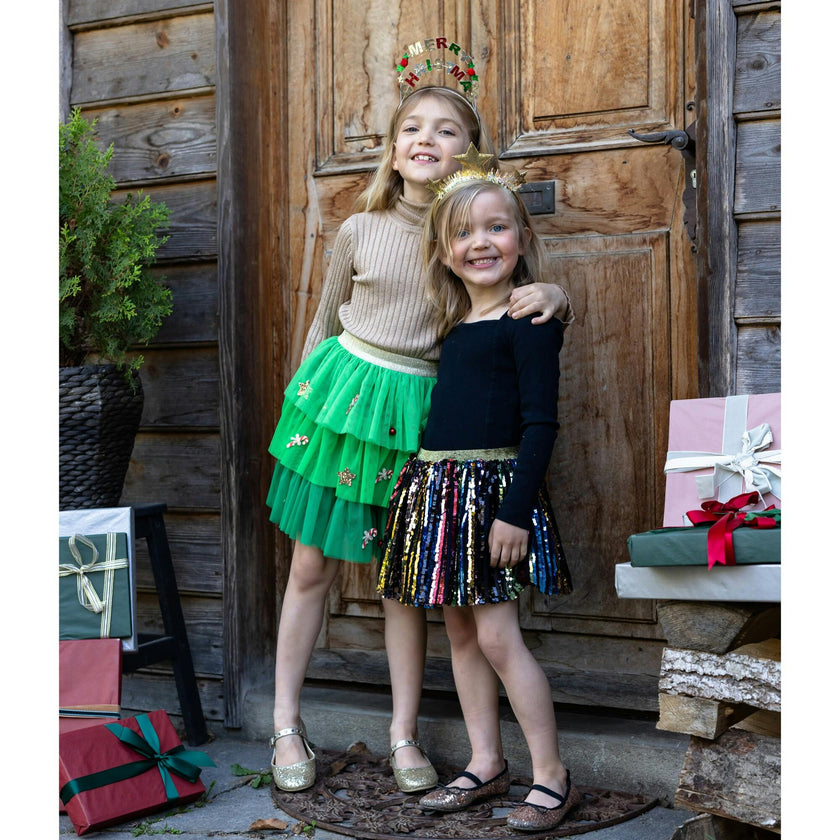 Sequins Skirt with Elastic Waistband