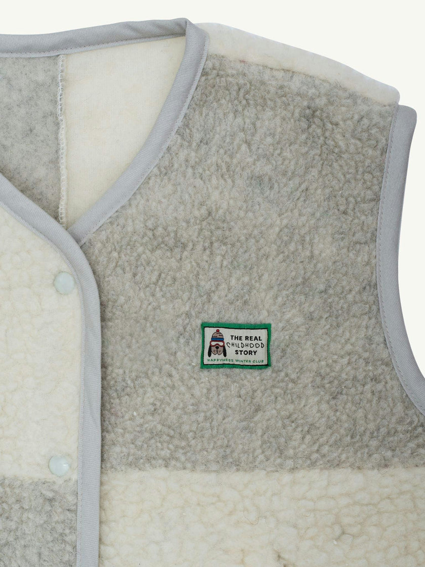 children's merino wool vest - cream & grey