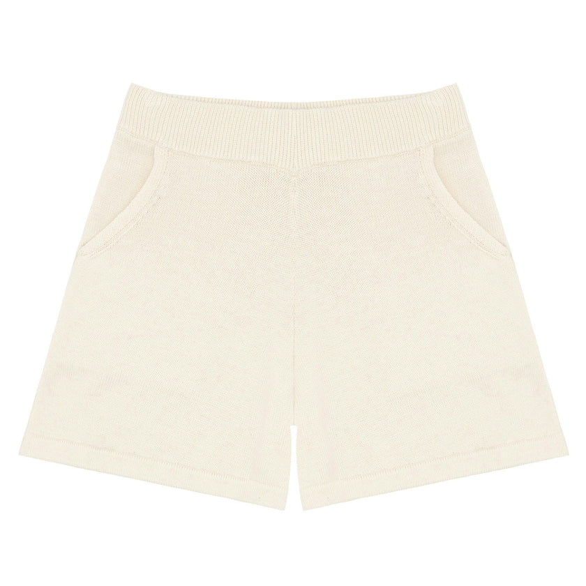 Women's Cream Knit Shorts