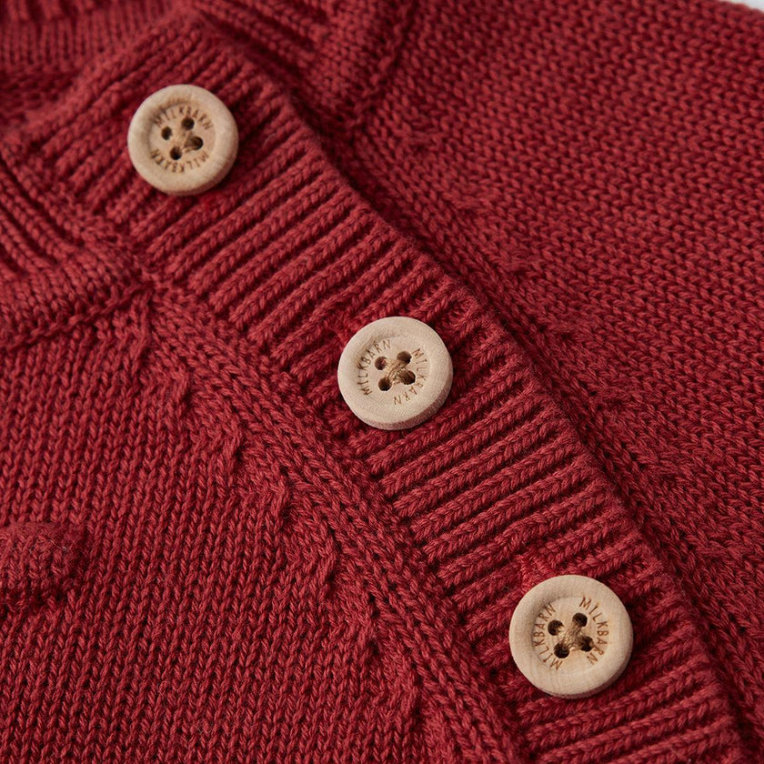 Wine Knit Popcorn Sweater