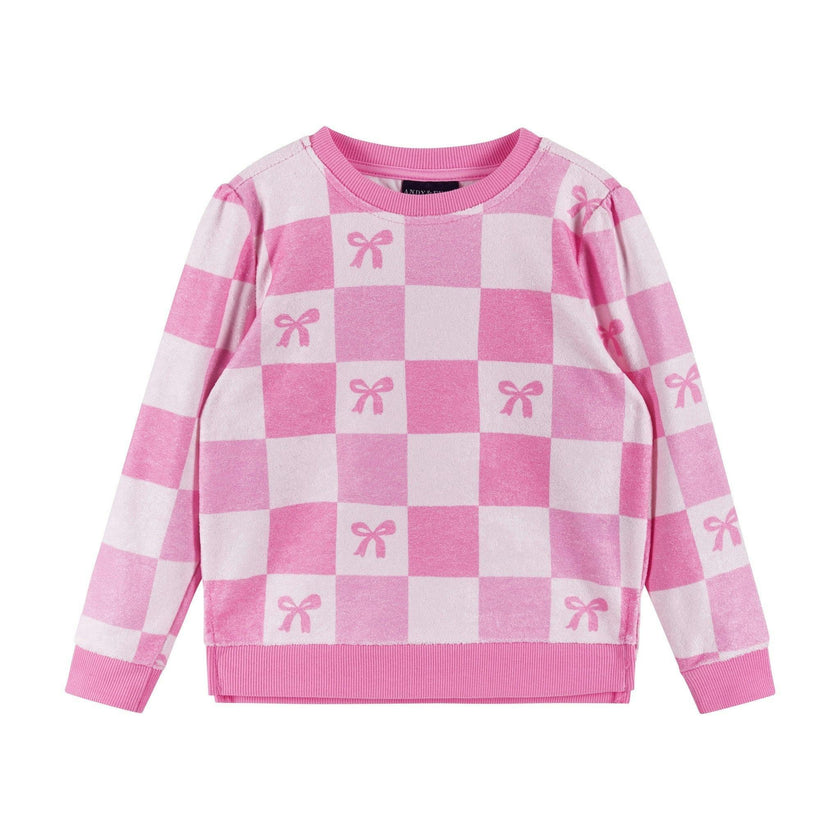 Girls Terry Set | Checkered Bow