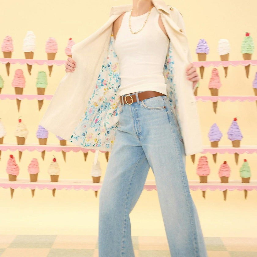 Linden Trench Coat in Blue Bouquet