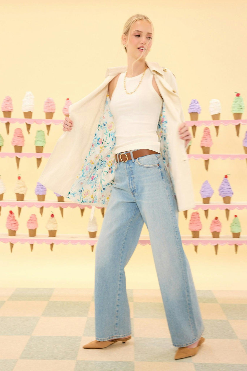Linden Trench Coat in Blue Bouquet