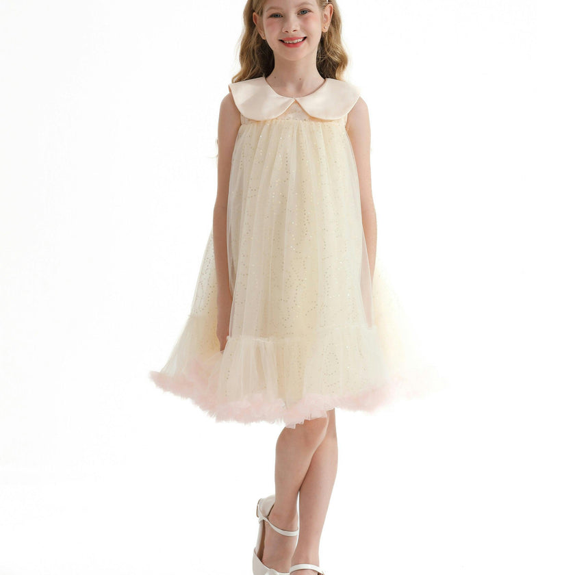 Champagne Caledonia Pleated Dress