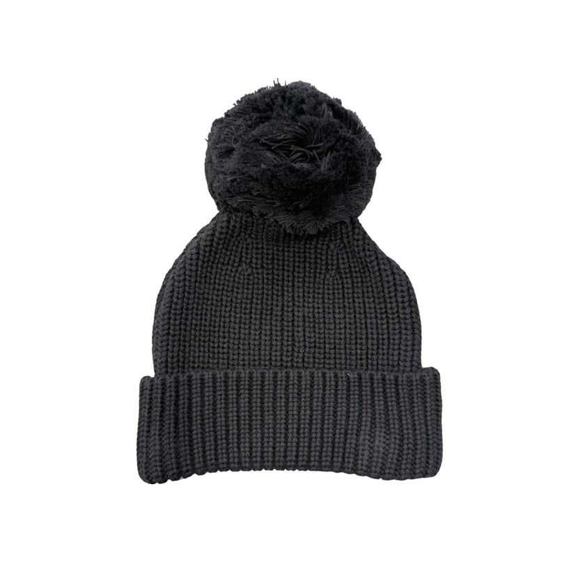 Knit Pom Hat in Charcoal