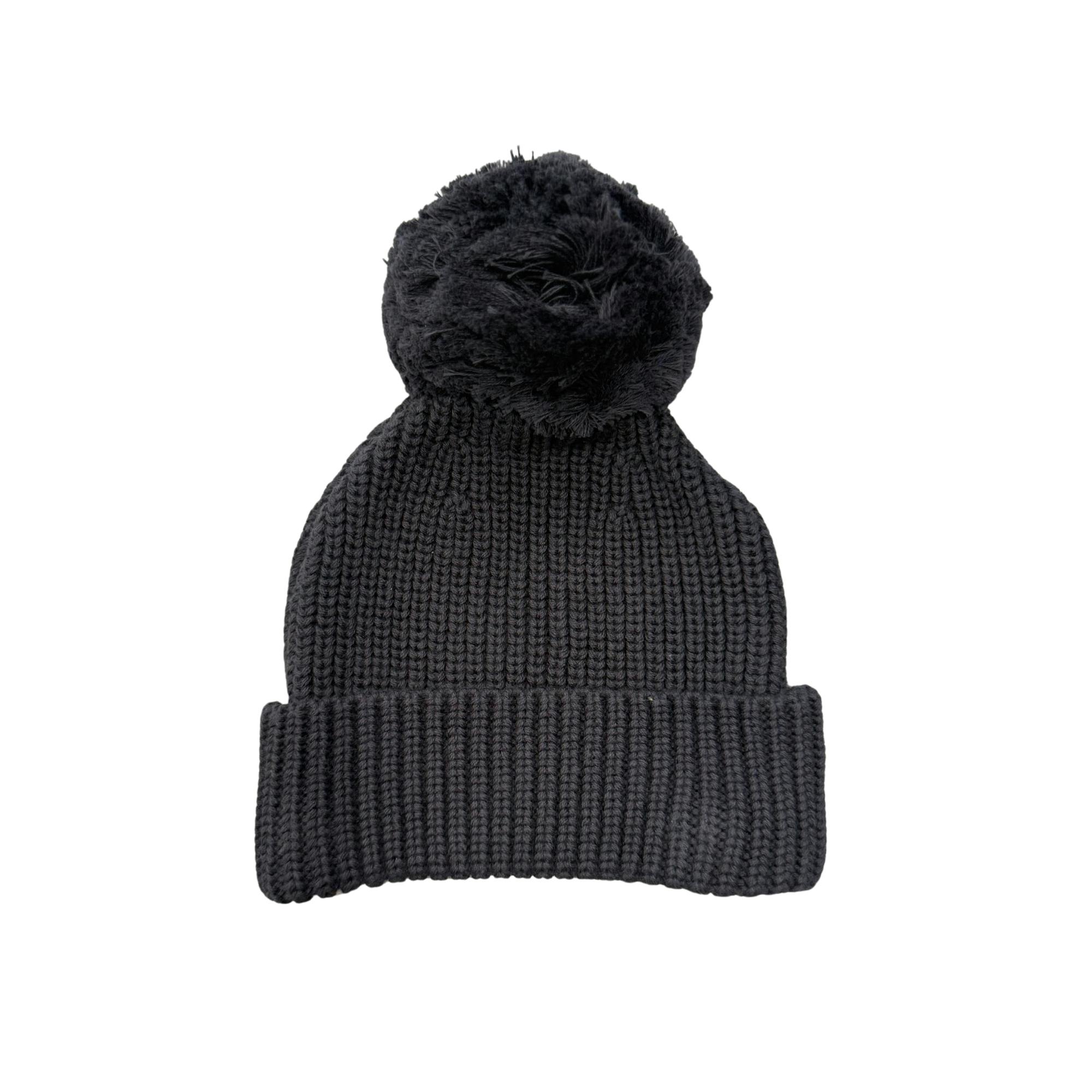 Knit Pom Hat in Charcoal
