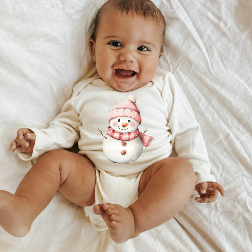 Snowman Organic Baby Bodysuit Long Sleeve