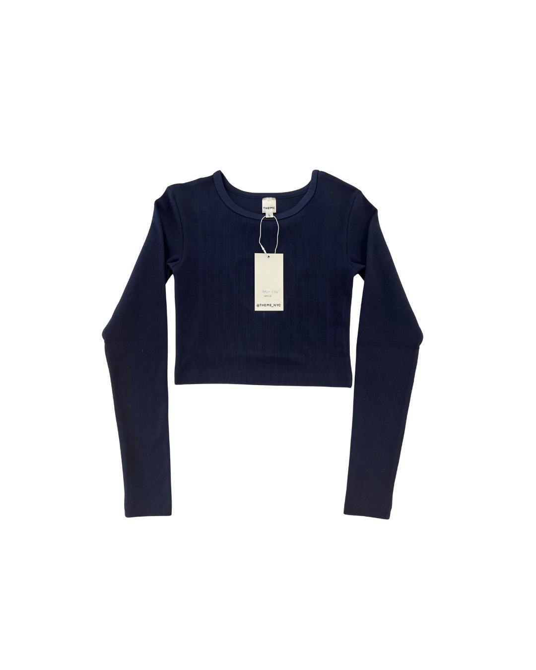Bea Navy Ribbed Long Sleeve