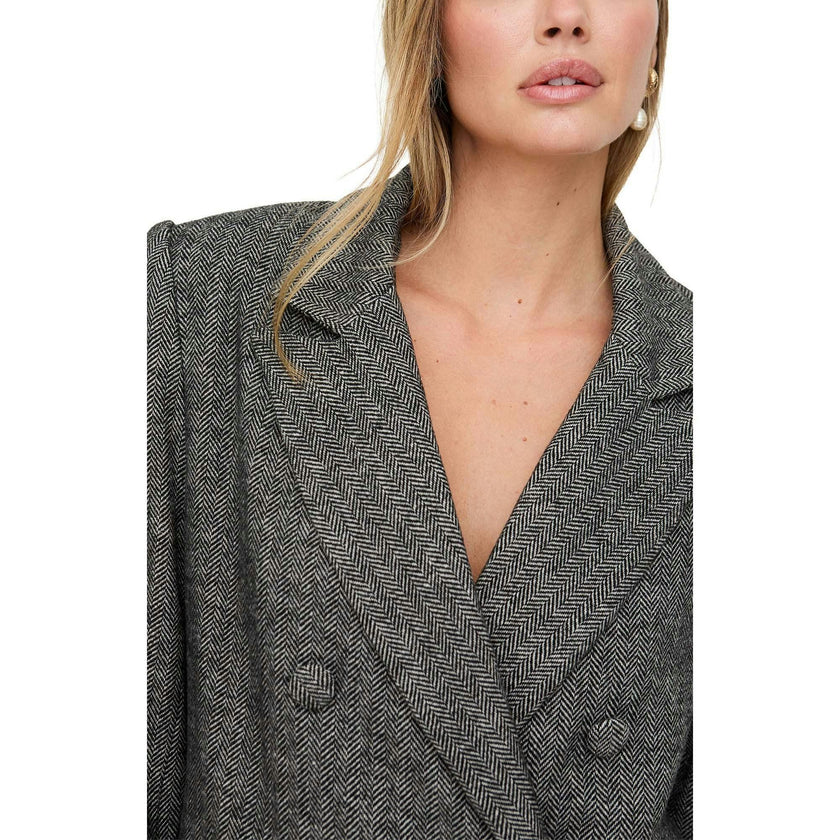 Jakki Tailored Herringbone Print Coat