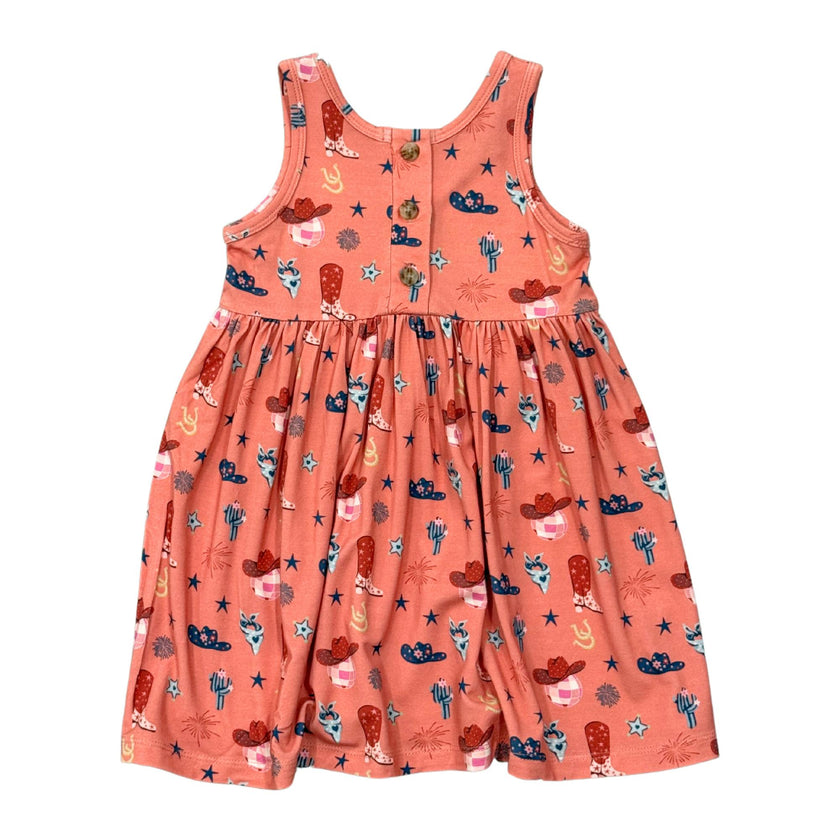 Girls Henley Tank Dress in American Cowgirl