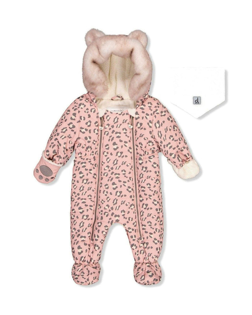 Baby One Piece Snowsuit For Car Seats Rose Leopard Print