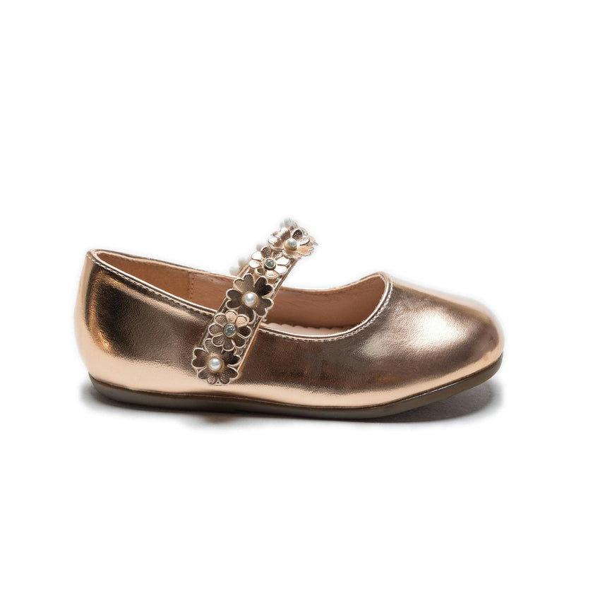 Champagne Amelia Floral Band Flats