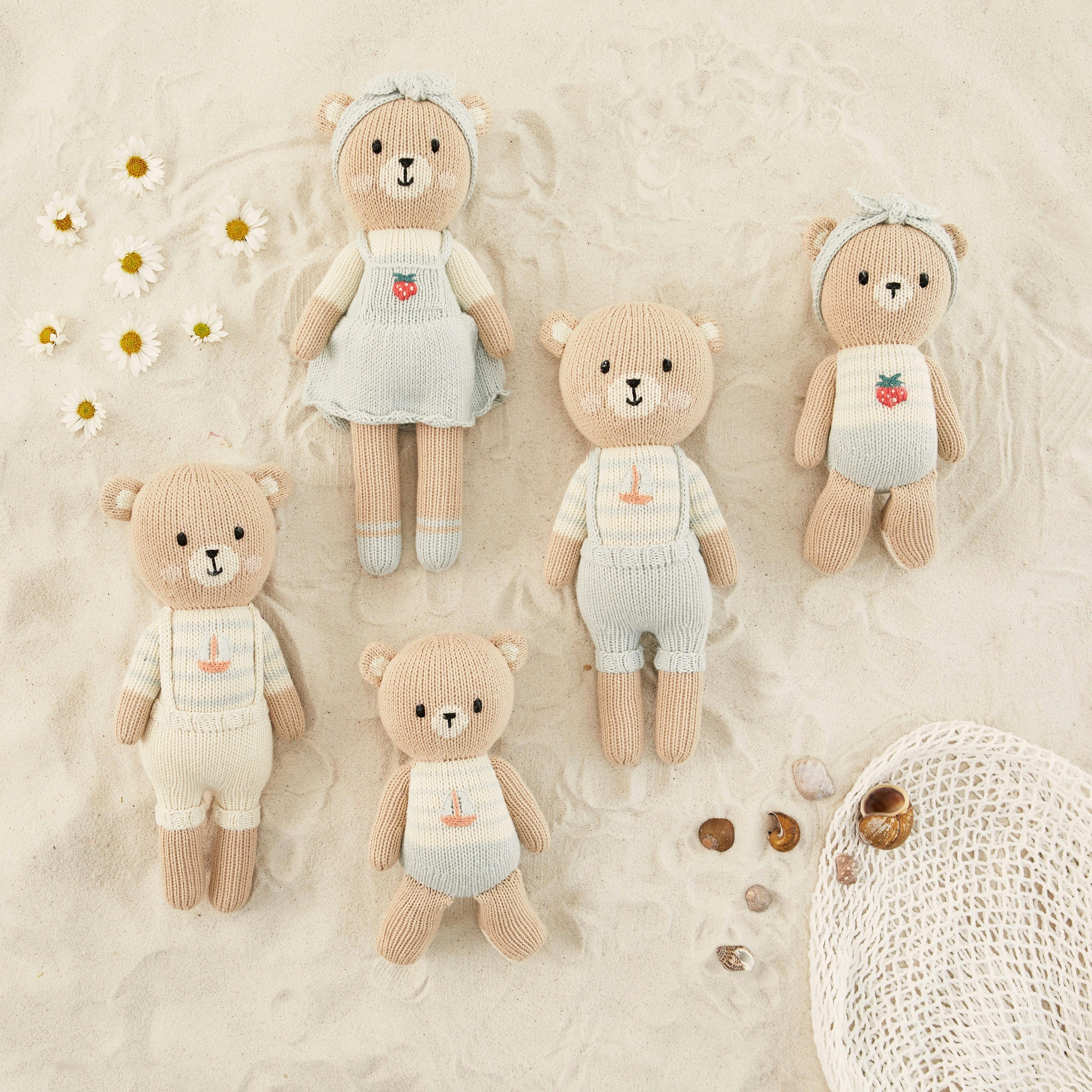 Arthur the bear with sailboat Light blue & Natural - 11